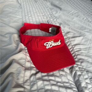 Budweiser Bud King of Beers Mens One Size Red Adjustable Visor Hat Vintage